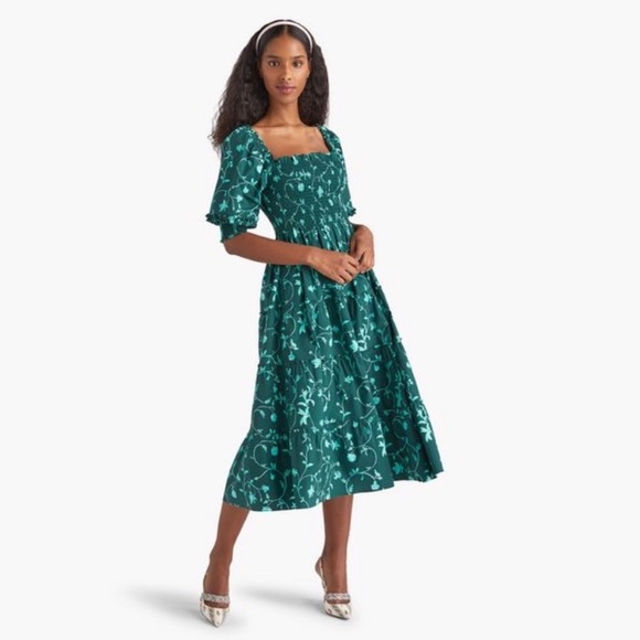 Hill House Dresses & Skirts - Hill House The Nesli Nap Dress in Emerald Botanical Poplin